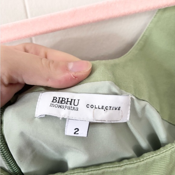 Bibhu Mohapatra green empire maxi dress pleated square neck size 2 - Picture 4 of 6